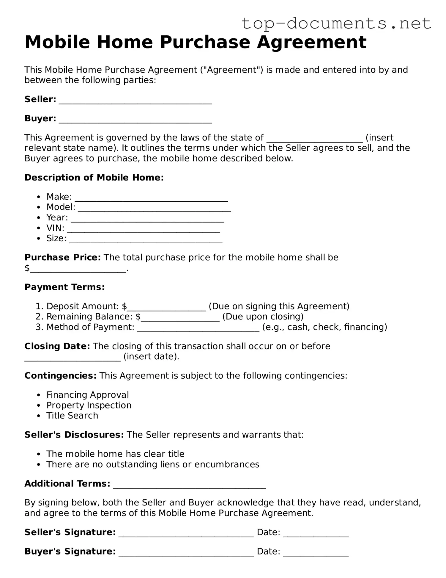 Attorney-Verified Mobile Home Purchase Agreement Form