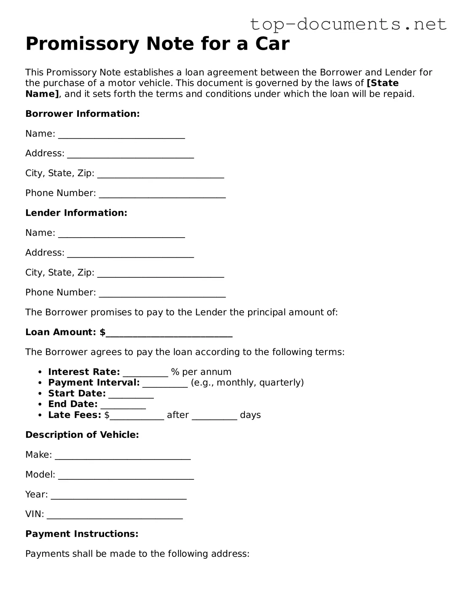 Attorney-Verified Promissory Note for a Car Form