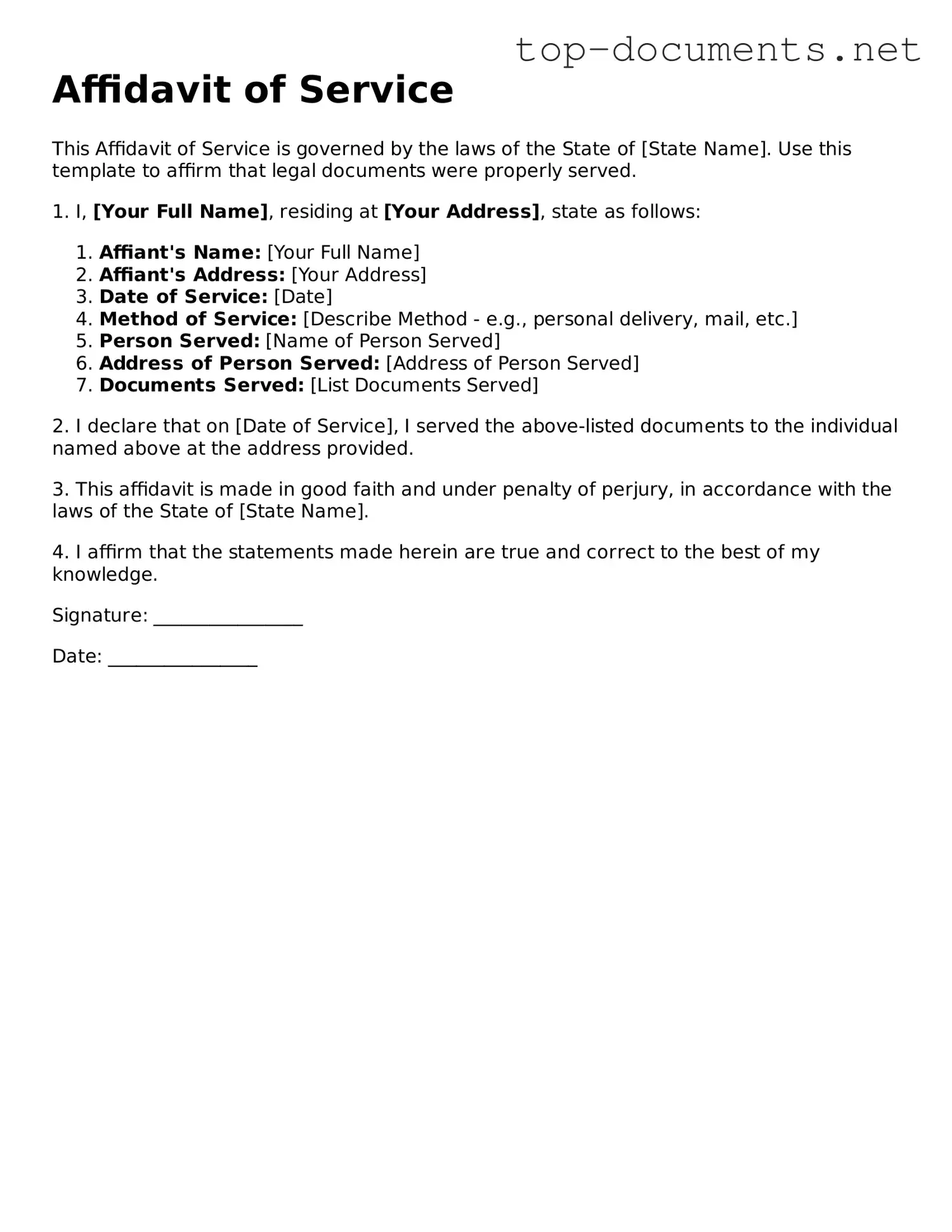 Attorney-Verified Affidavit of Service Form