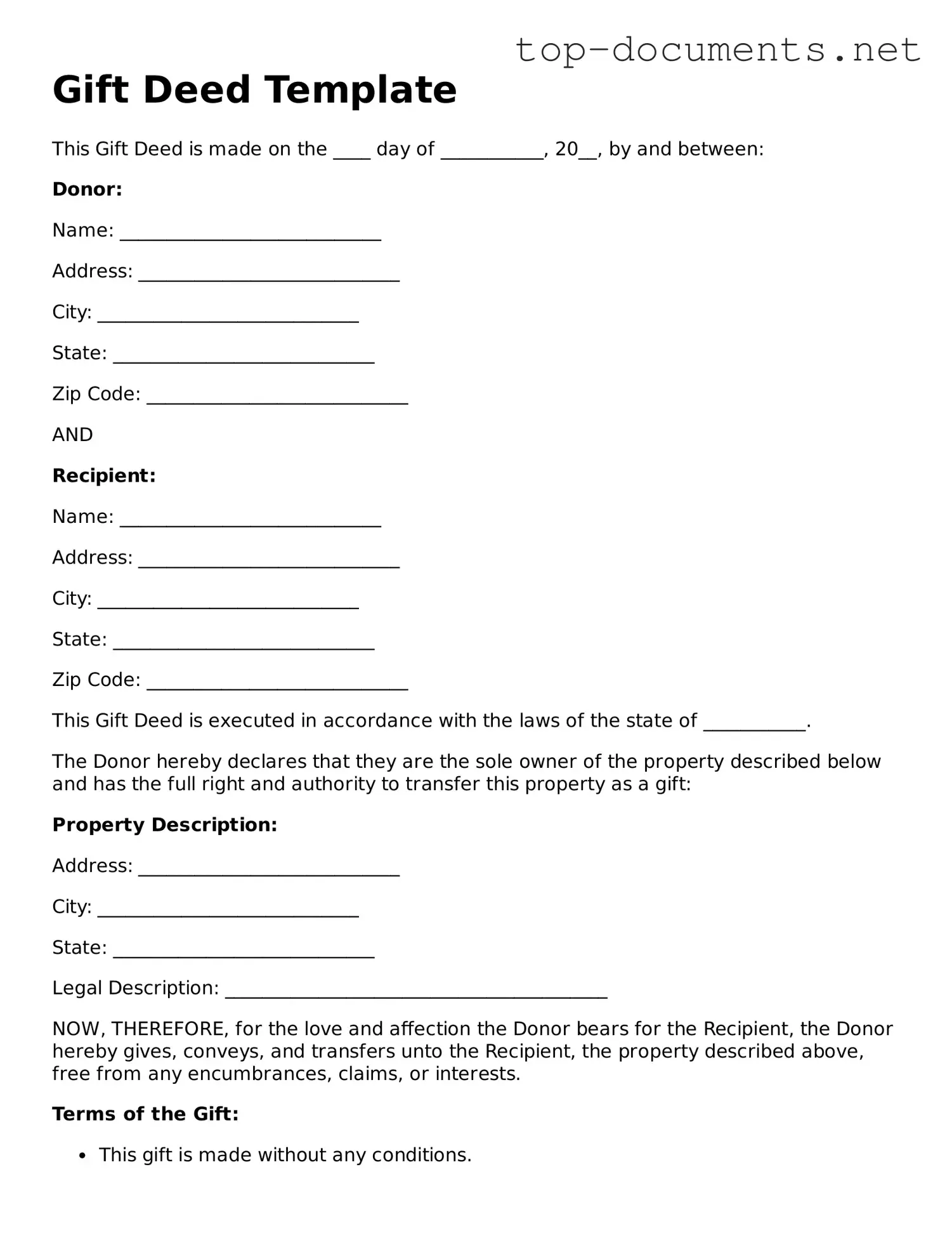 Attorney-Verified Gift Deed Form