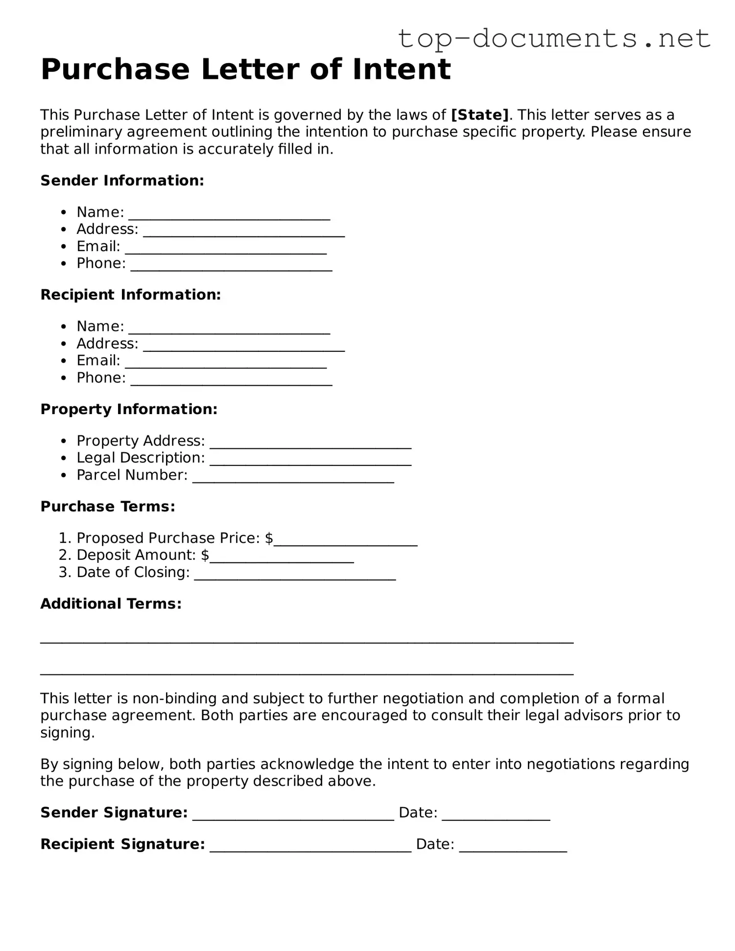 Attorney-Verified Purchase Letter of Intent Form