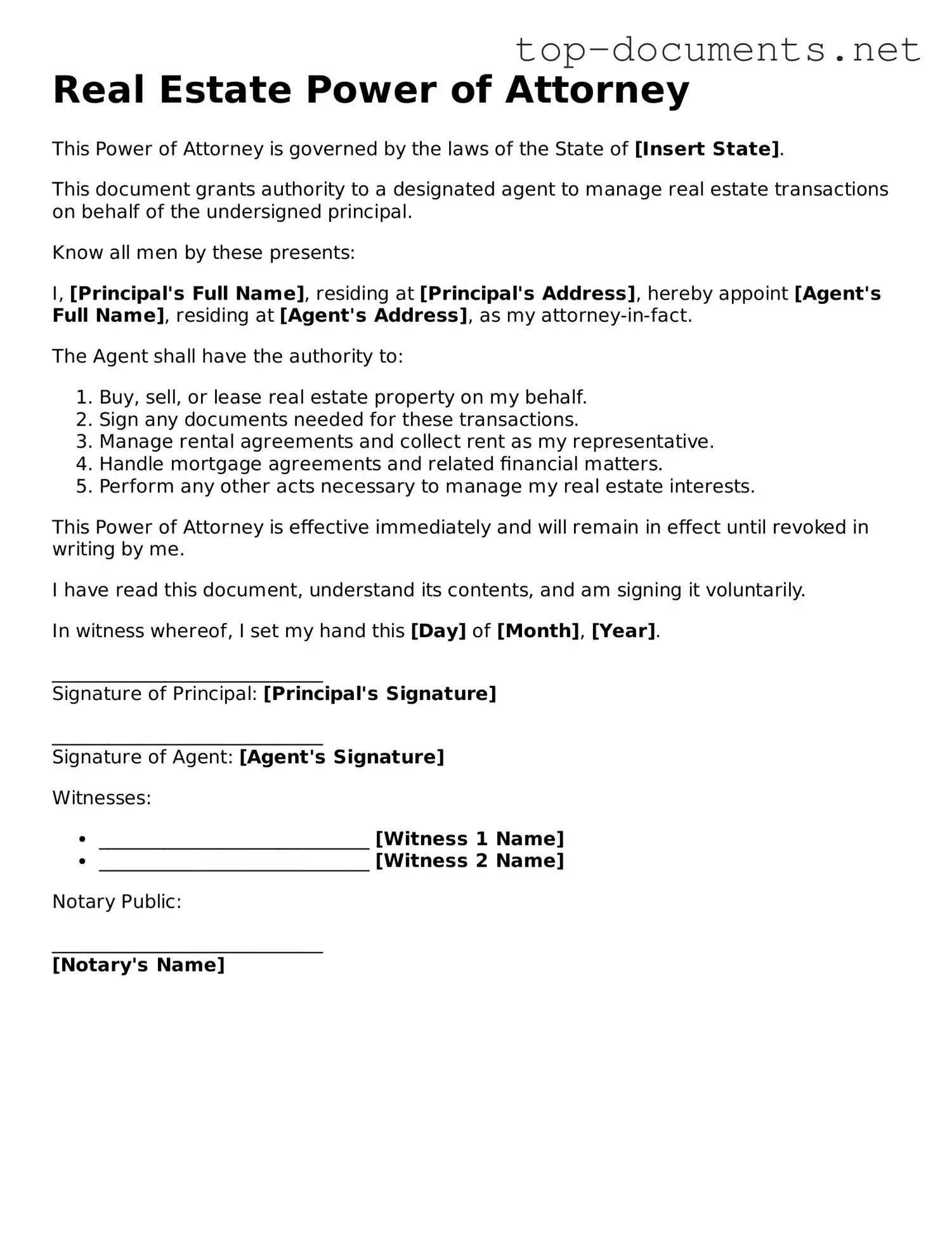 Attorney-Verified Real Estate Power of Attorney Form