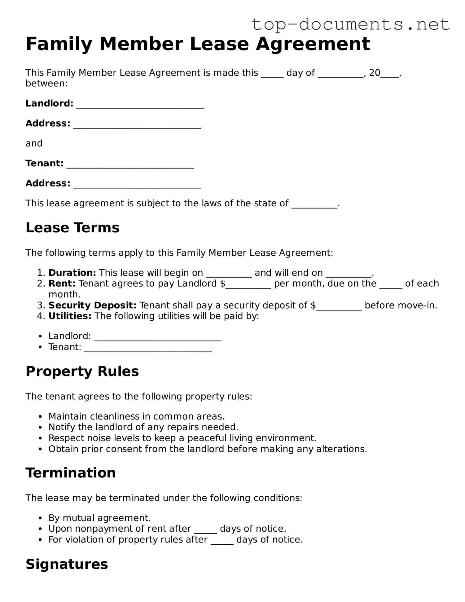 Attorney-Verified Family Member Lease Agreement Form