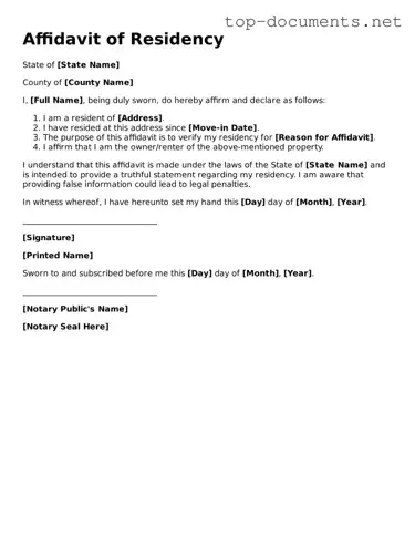 Attorney-Verified Affidavit of Residency Form