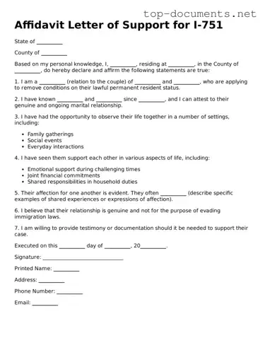 Attorney-Verified Affidavit Letter of Support for I-751 Form