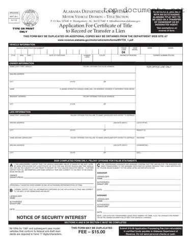 Free Alabama Mvt 20 1 PDF Form