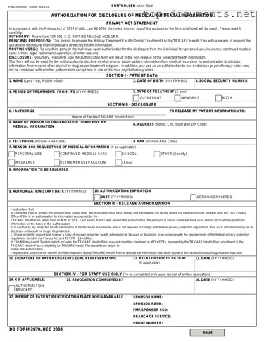 Free DD 2870 PDF Form
