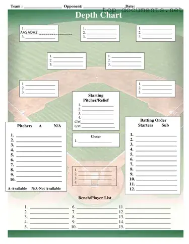 Free Baseball Field Lineup PDF Form