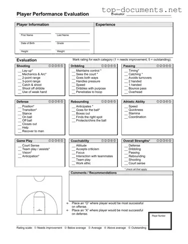 Free Basketball Evaluation PDF Form