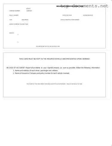 Free Auto Insurance Card PDF Form