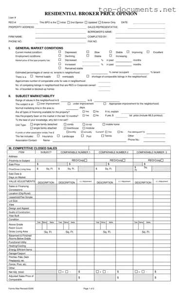 Free Broker Price Opinion PDF Form