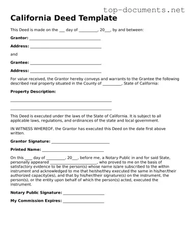 Printable Deed Form for the State of California