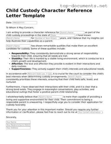 Attorney-Verified Character Reference Letter for Child Custody Form