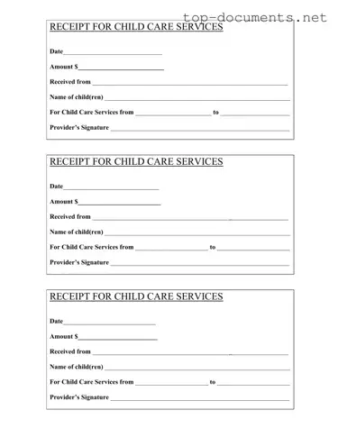 Free Childcare Receipt PDF Form
