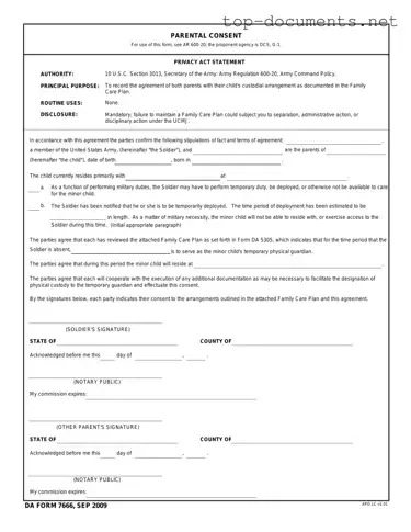 Free DA 7666 PDF Form
