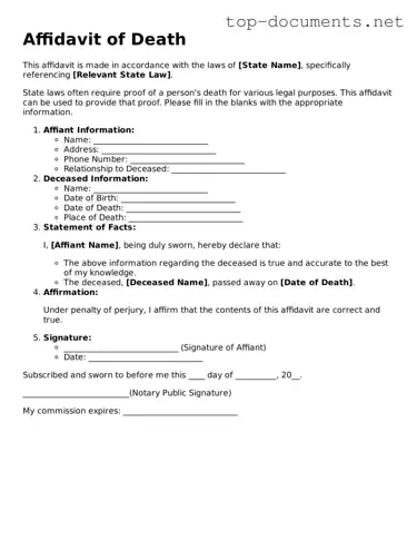Attorney-Verified Affidavit of Death Form