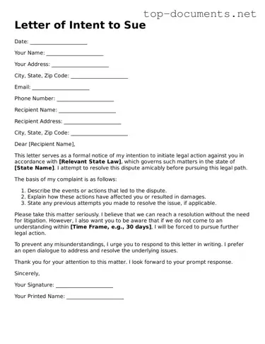 Attorney-Verified Letter of Intent to Sue Form