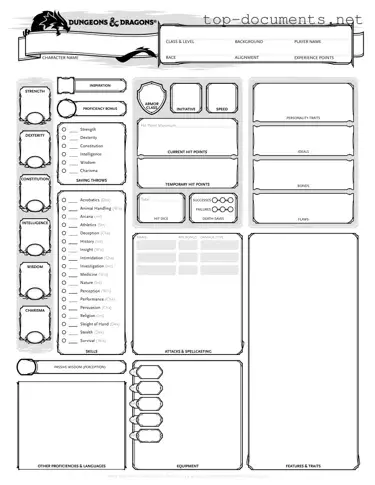 Free Dnd Character Sheet PDF Form