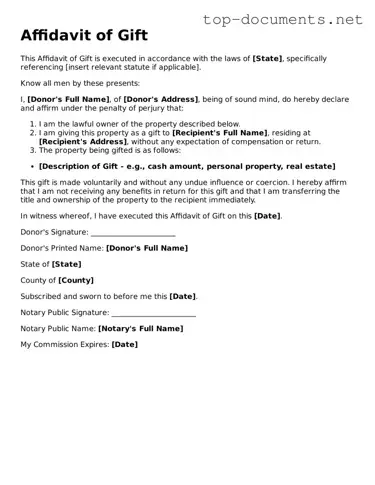 Attorney-Verified Affidavit of Gift Form