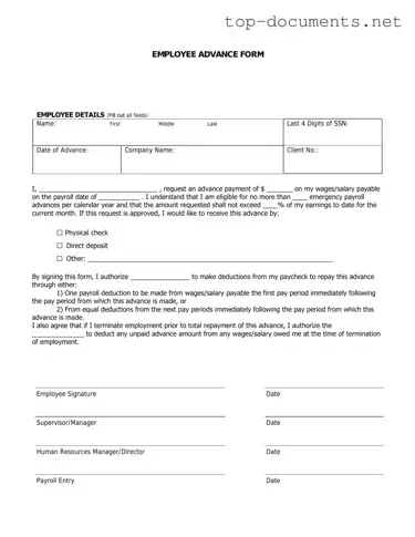 Free Employee Advance PDF Form