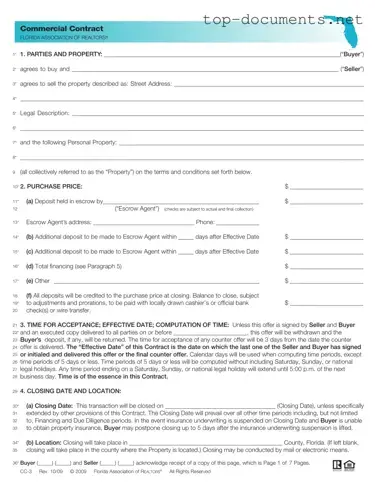 Free Florida Commercial Contract PDF Form