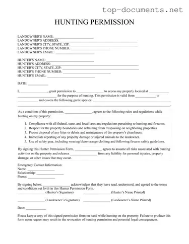 Free Hunter Permission PDF Form