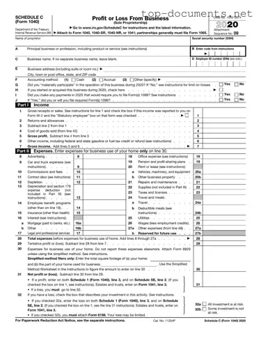 Free IRS Schedule C 1040 PDF Form