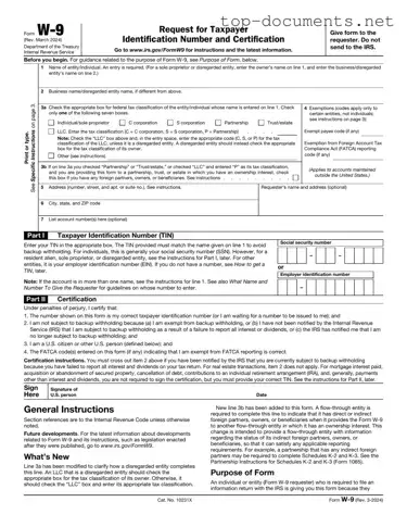 Free IRS W-9 PDF Form