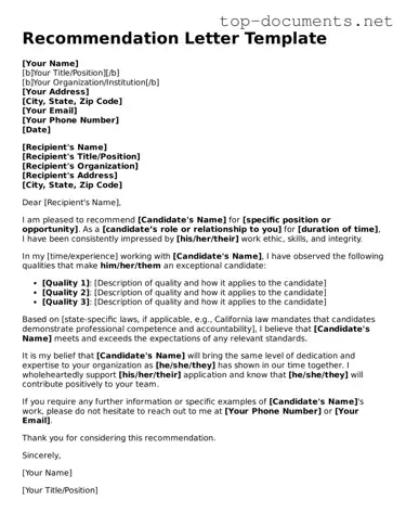 Attorney-Verified Recommendation Letter Form