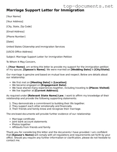 Attorney-Verified Marriage Support Letter for Immigration Form