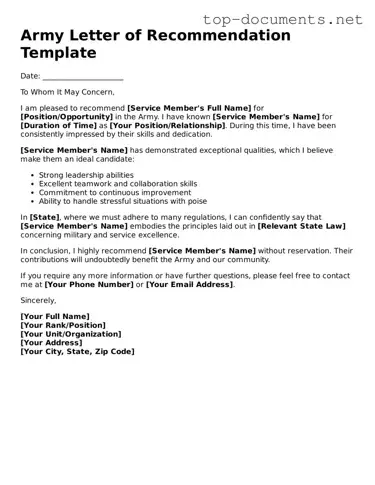 Attorney-Verified Army Letter of Recommendation Form