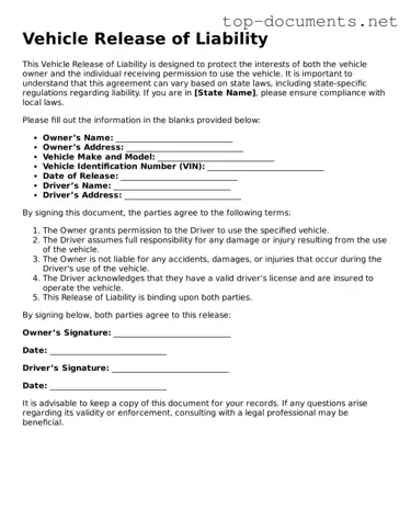 Attorney-Verified Vehicle Release of Liability Form