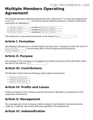 Attorney-Verified Multiple Members Operating Agreement Form