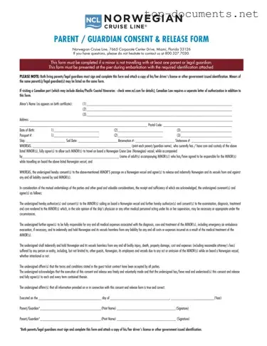 Free NCL Parental Consent PDF Form