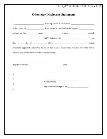 Free Notarized Odometer Statement PDF Form