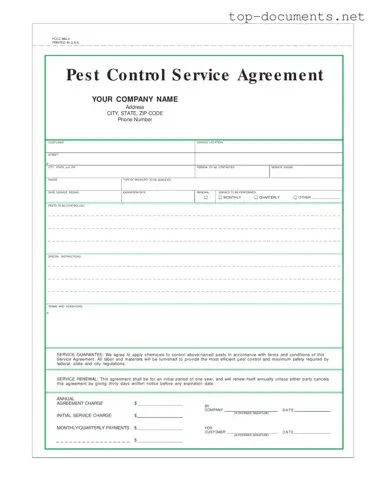 Free Pest Control Contract PDF Form
