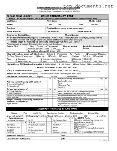 Free Planned Parenthood Proof PDF Form
