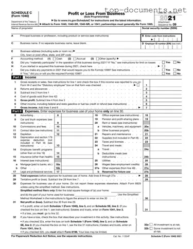 Free IRS Schedule C 1040 PDF Form