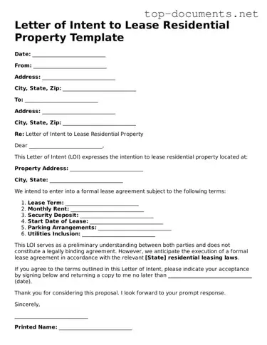 Attorney-Verified Letter of Intent to Lease Residential Property Form