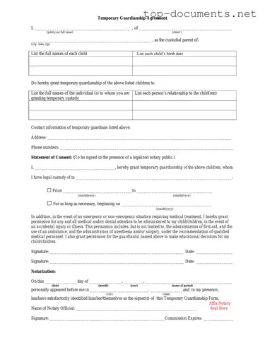 Free Temporary Custody PDF Form