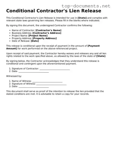 Attorney-Verified Conditional Contractor’s Lien Release Form