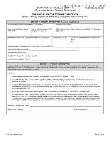 Free ICE I-983 PDF Form