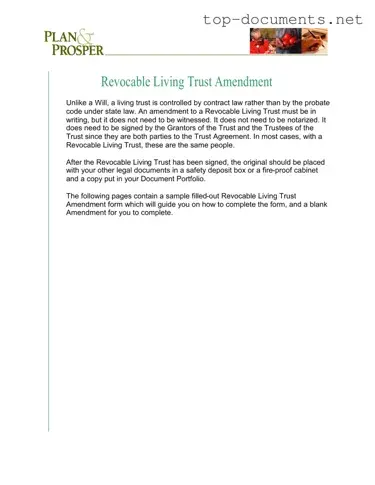 Free Trust Amendment PDF Form
