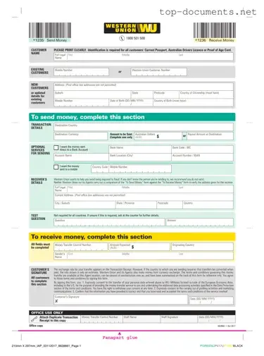 Free Western Union PDF Form