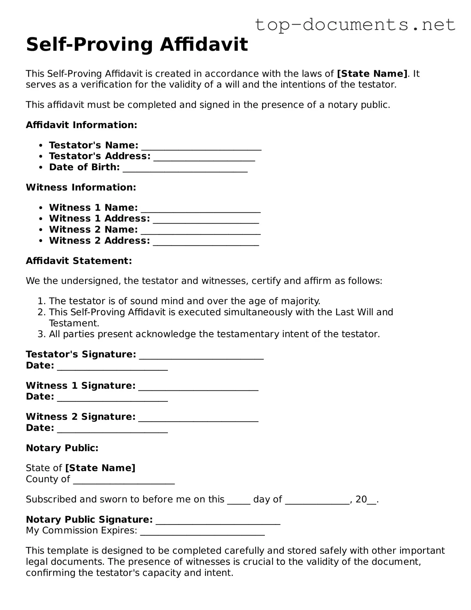 Attorney-Verified Self-Proving Affidavit Form