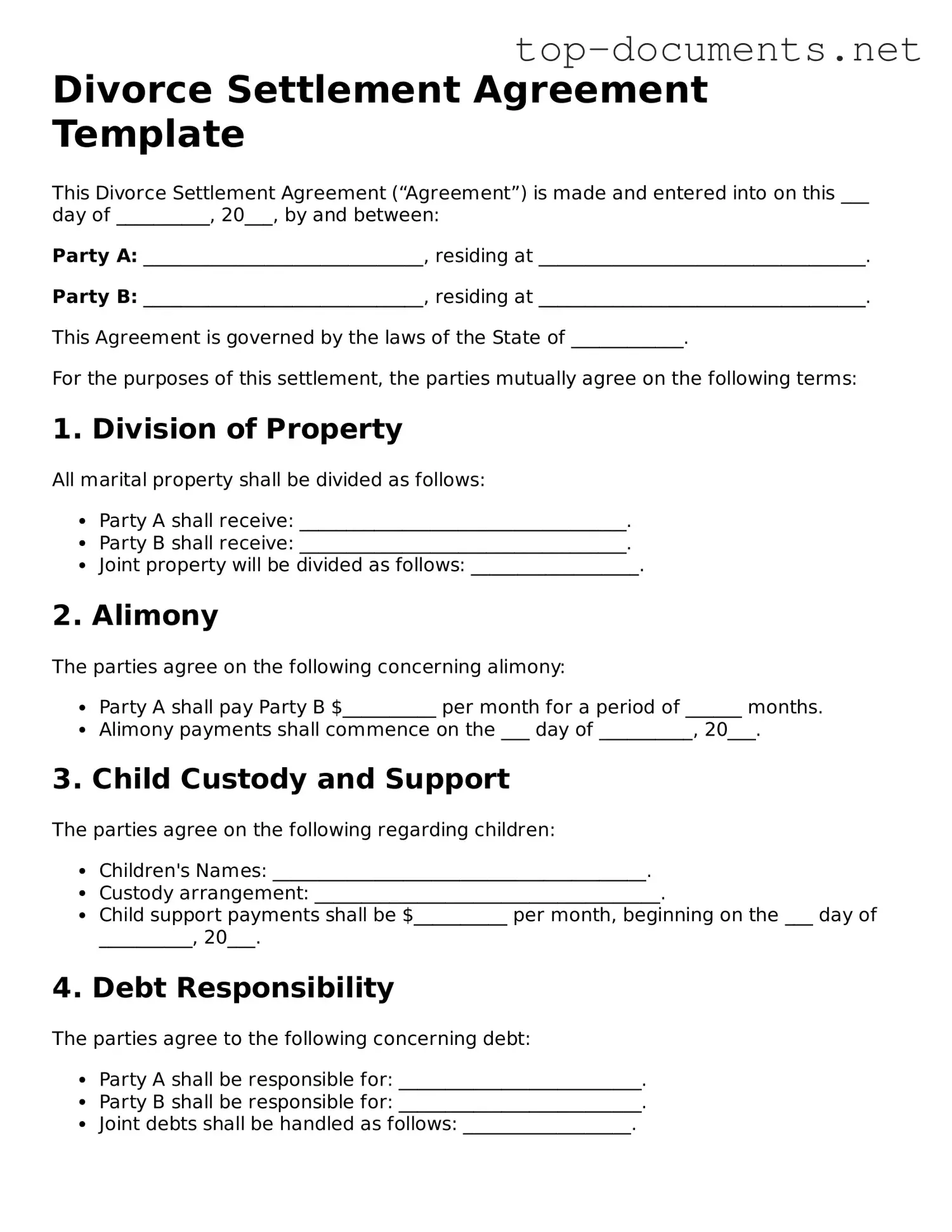 Attorney-Verified Divorce Settlement Agreement Form
