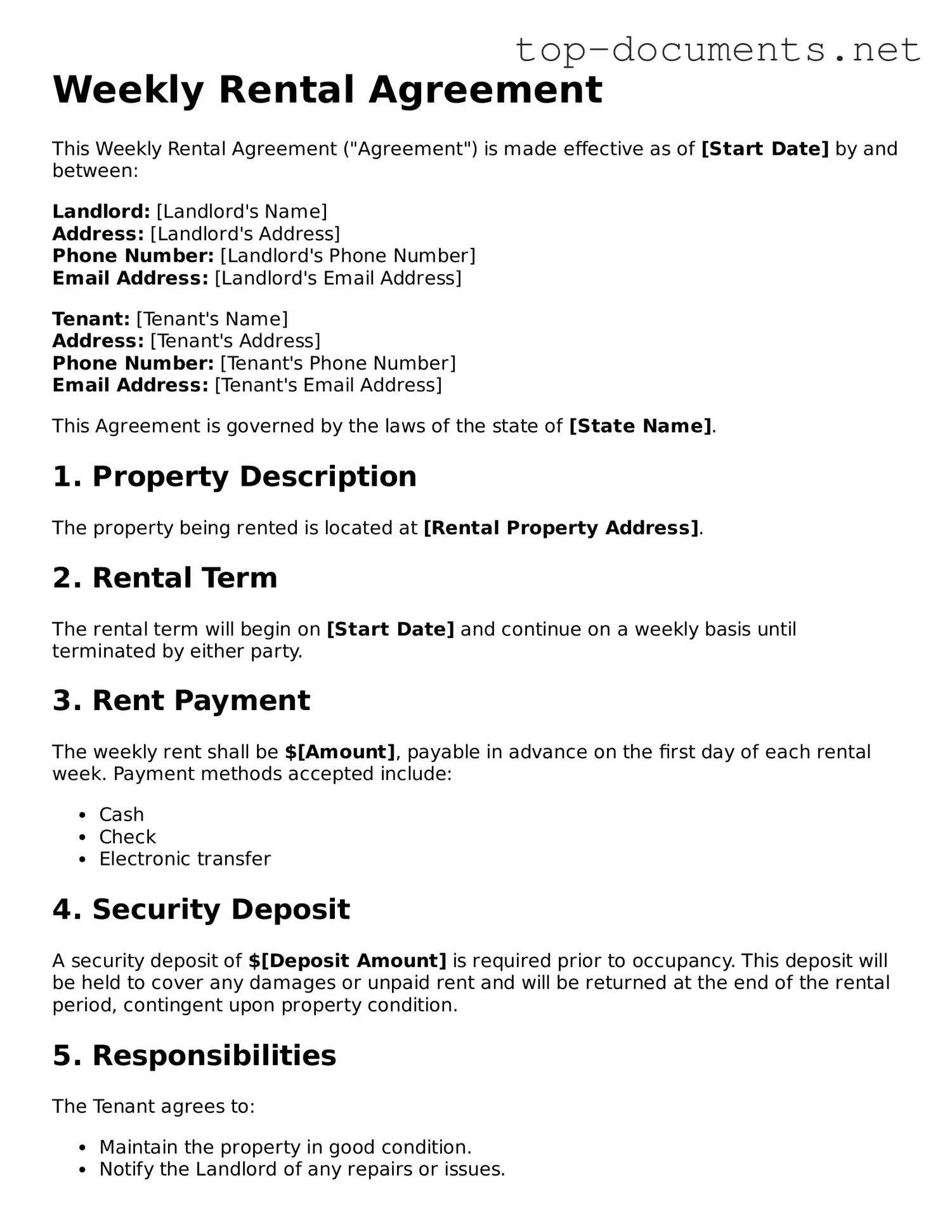 Attorney-Verified Weekly Rental Agreement Form