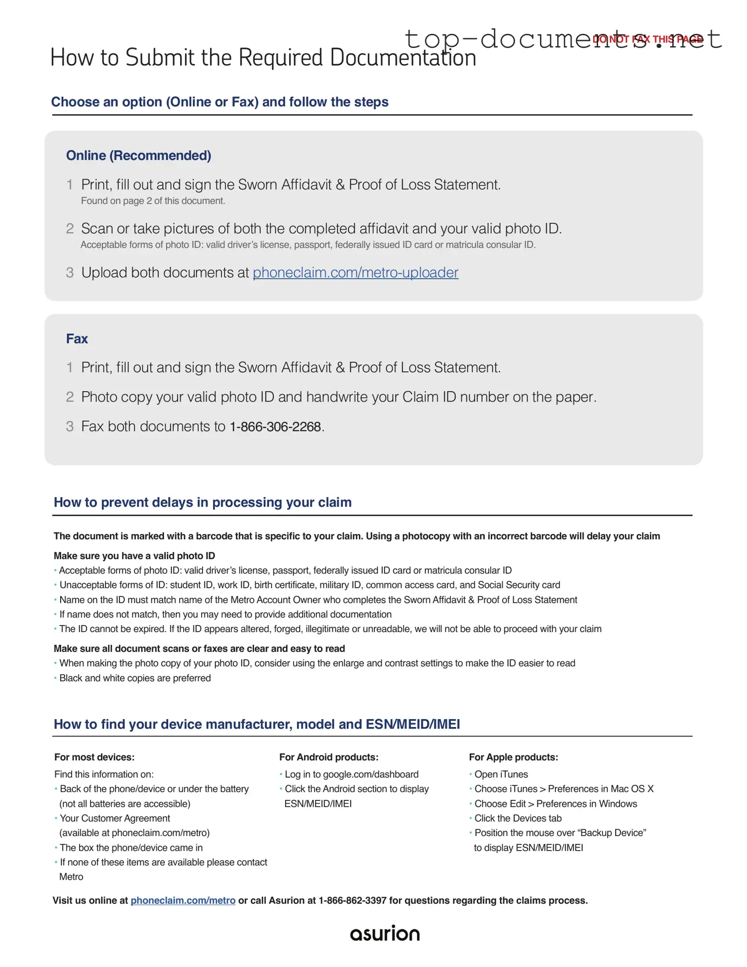 Free Asurion F-017-08 MEN PDF Form