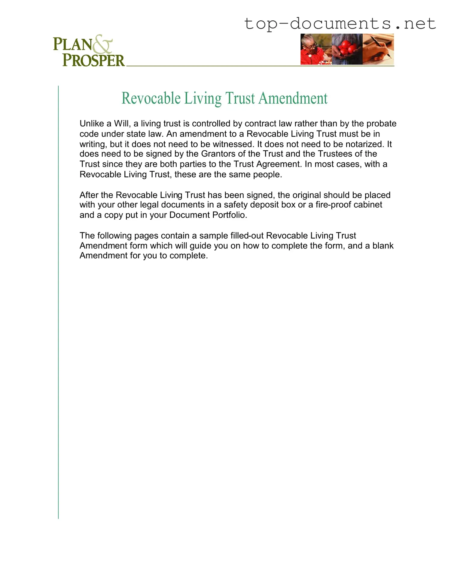 Free Trust Amendment PDF Form